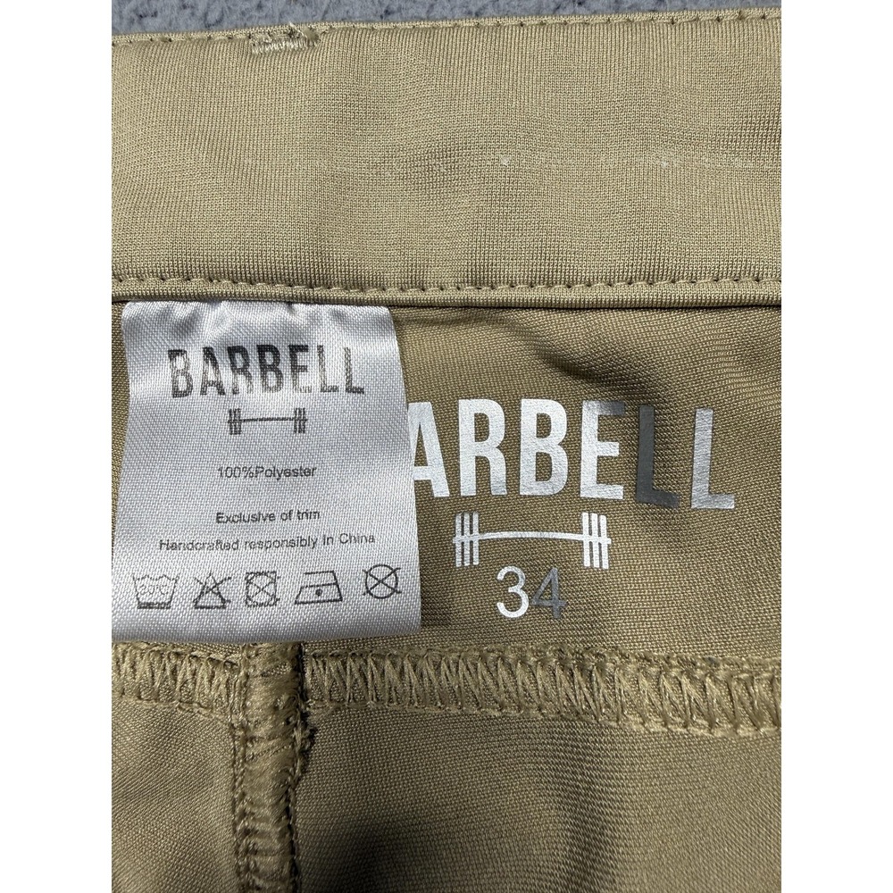 Barbell Pants Mens 34x32 Beige Microfiber Performance Chino Casual Travel Golf - Picture 3 of 10